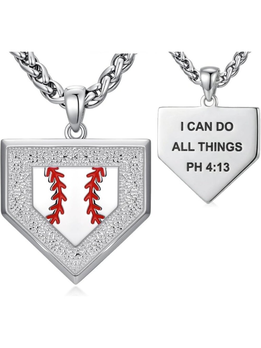 Sport Pendant Necklace - 925 Sterling Silver Baseball, Soccer, Football, Hockey